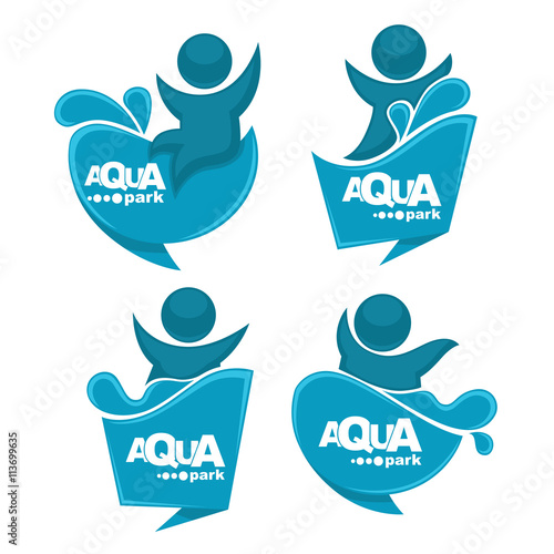 Fototapeta Naklejka Na Ścianę i Meble -  vector collection of aqua park and swimming actions logo, emblem