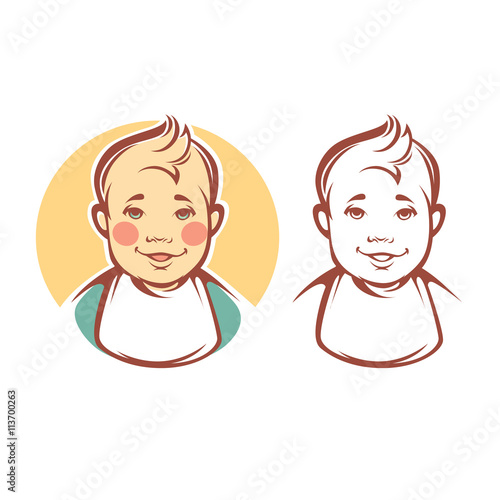 smiling baby, vector portrait for your design photo