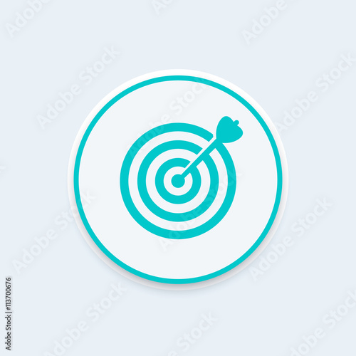 target with arrow icon, goal achievement concept with arrow in the center of a target, vector illustration