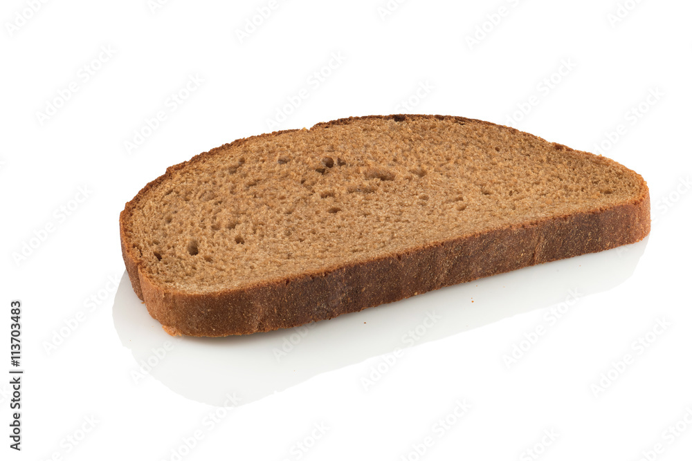slice of rye bread on white background slice of rye bread on white background
