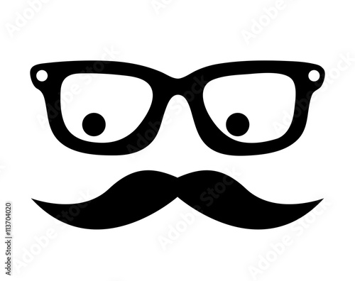 mustache and glasses hipster style isolated icon design
