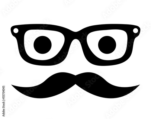 mustache and glasses hipster style  isolated icon design
