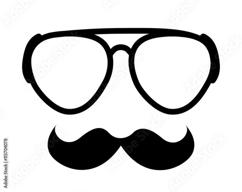mustache and glasses hipster style  isolated icon design