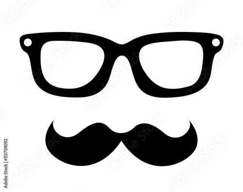 mustache and glasses hipster style  isolated icon design