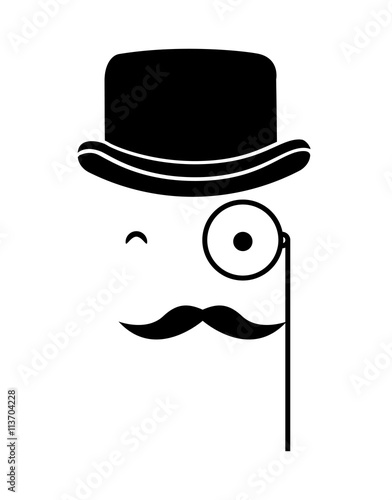 mustache and glasses hipster style  isolated icon design