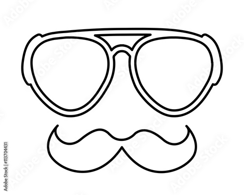 mustache and glasses hipster style  isolated icon design