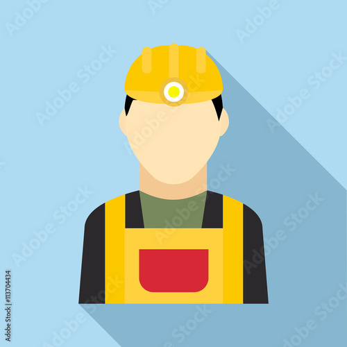 Coal miner icon in flat style