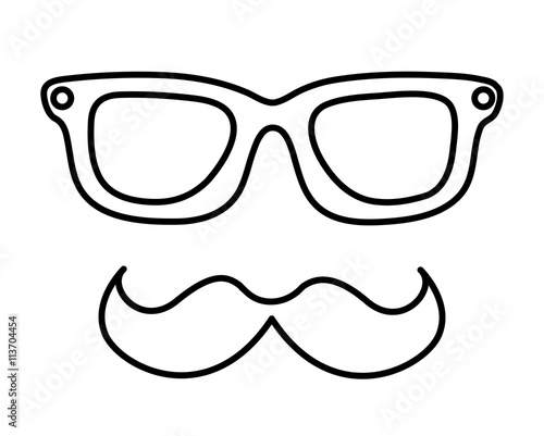 mustache and glasses hipster style isolated icon design