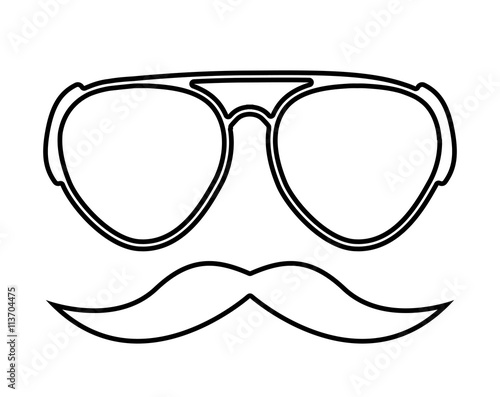 mustache and glasses hipster style  isolated icon design