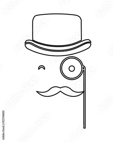 mustache and glasses hipster style  isolated icon design