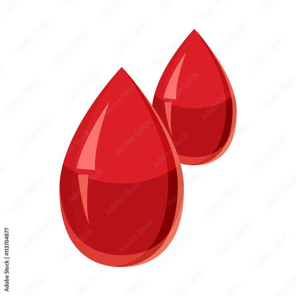 Two drops of blood icon, cartoon style Two drops of blood icon, cartoon style