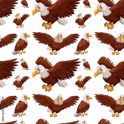 Seamless background with eagles flying