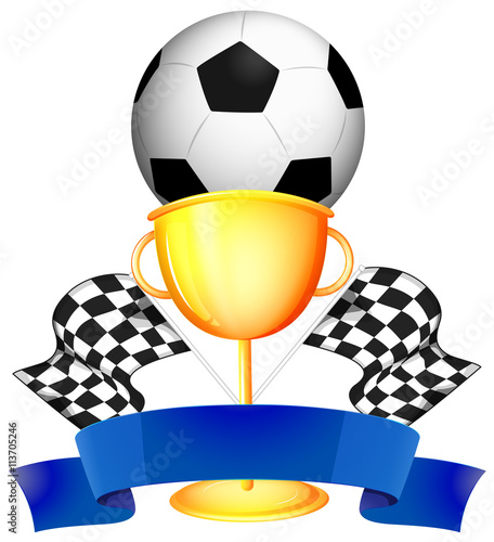 Soccer and golden trophy