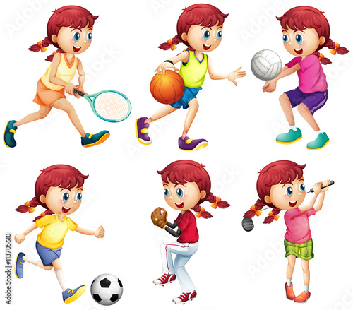 Girl doing different type of sports