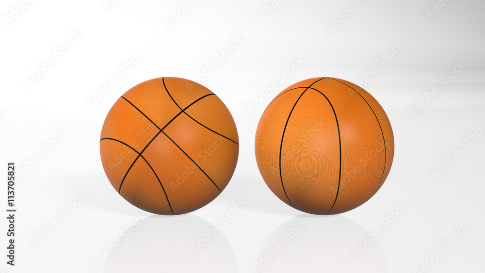 Two basketballs isolated on white background, 3D illustration