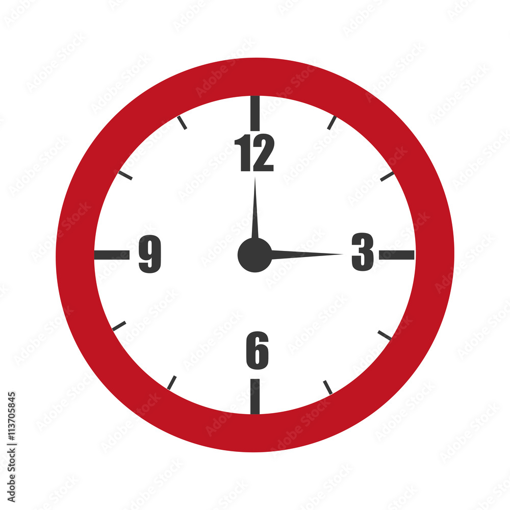 orbed clock with red frame and numbers inside over isolated background,vector illustration orbed clock with red frame and numbers inside over isolated background,vector illustration