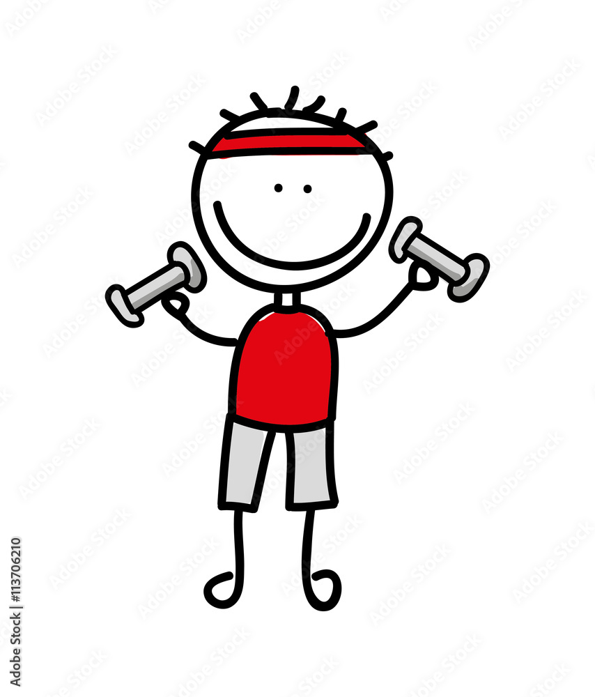 drawing boy weight lifting isolated icon design drawing boy weight lifting isolated icon design