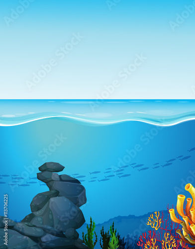 Nature scene with ocean and underwater