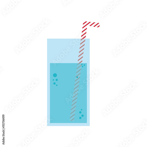 glass of water with straw , Vector illustration over white background