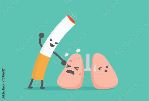 Lung have been beaten from cigarette. This picture means smoking like the lung harming.