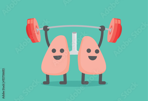 Lung enjoy with weight lifting. This illustration about people have healthy lung