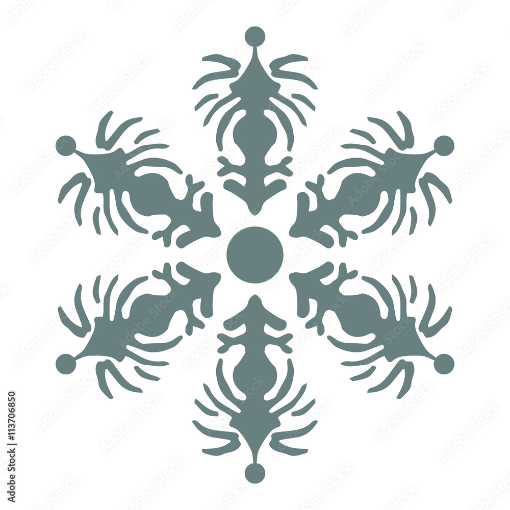 Various isolated winter snowflake. Vector illustration