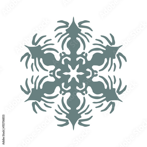 Various isolated winter snowflake. Vector illustration
