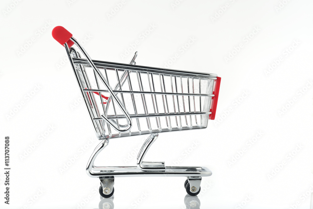 Side View of Shopping Cart / High resolution image of shopping cart on white background shot in studio