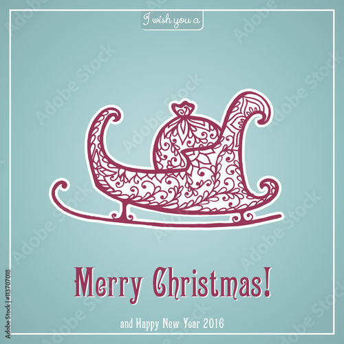 Merry Christmas lettering. Congratulations card.  © OlleVita