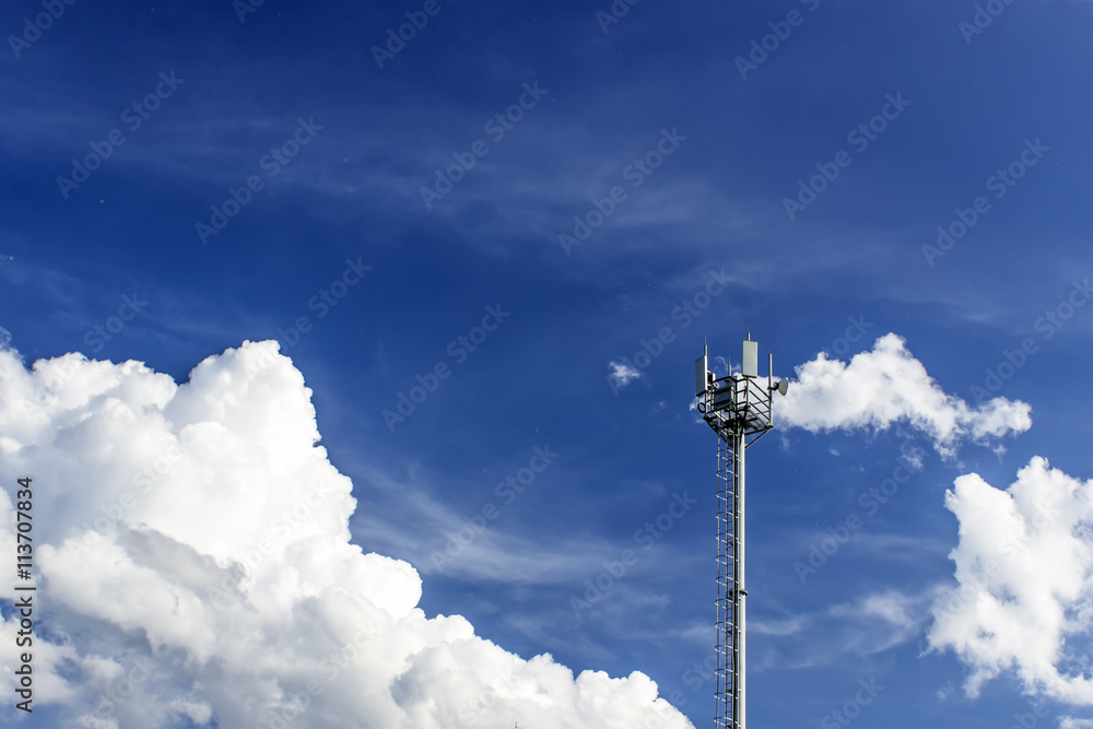 Cell Phone Tower on blue sky