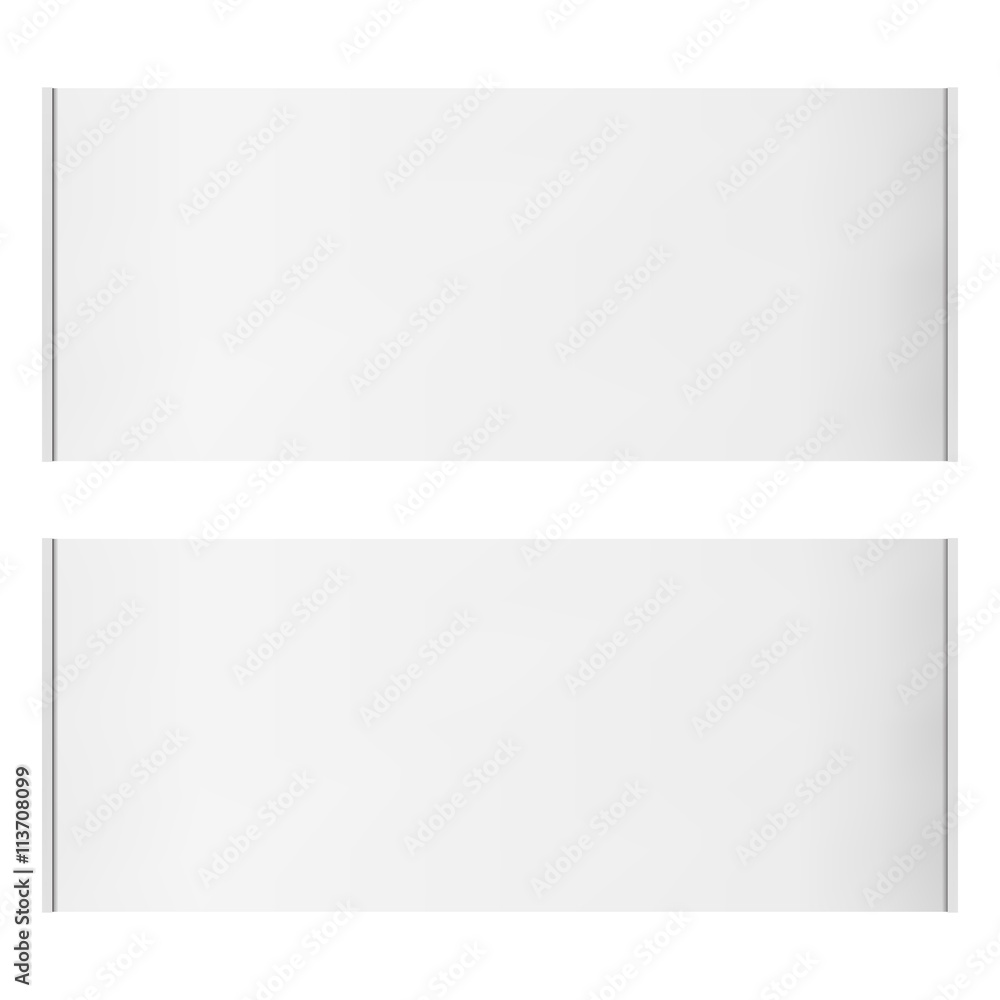 Two horizontal vector roll blank banners isolated on white