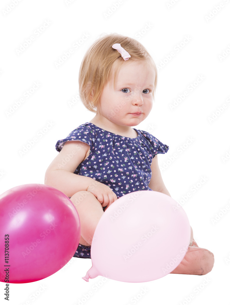 toddler girl on white background