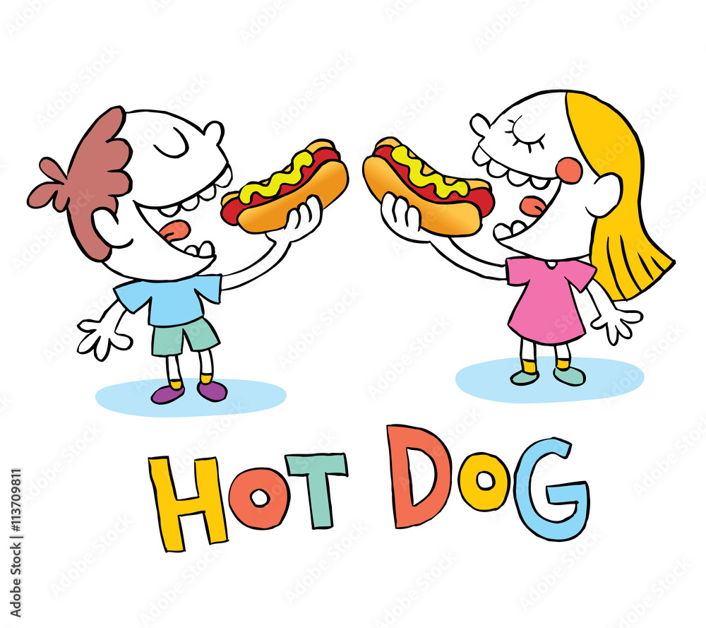 kids eating hot dog kids eating hot dog