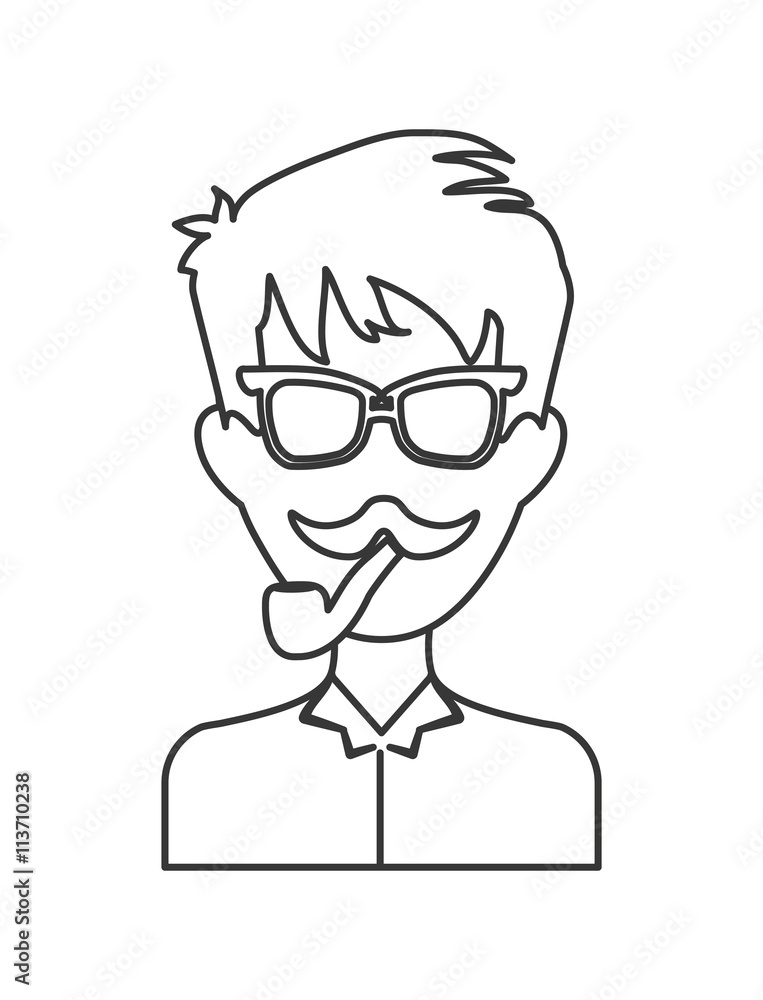 man avatar  icon. Hipster style concept, vector graphic 