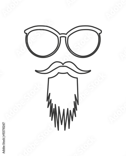glasses and mustache icon. Hipster style concept, vector graphic