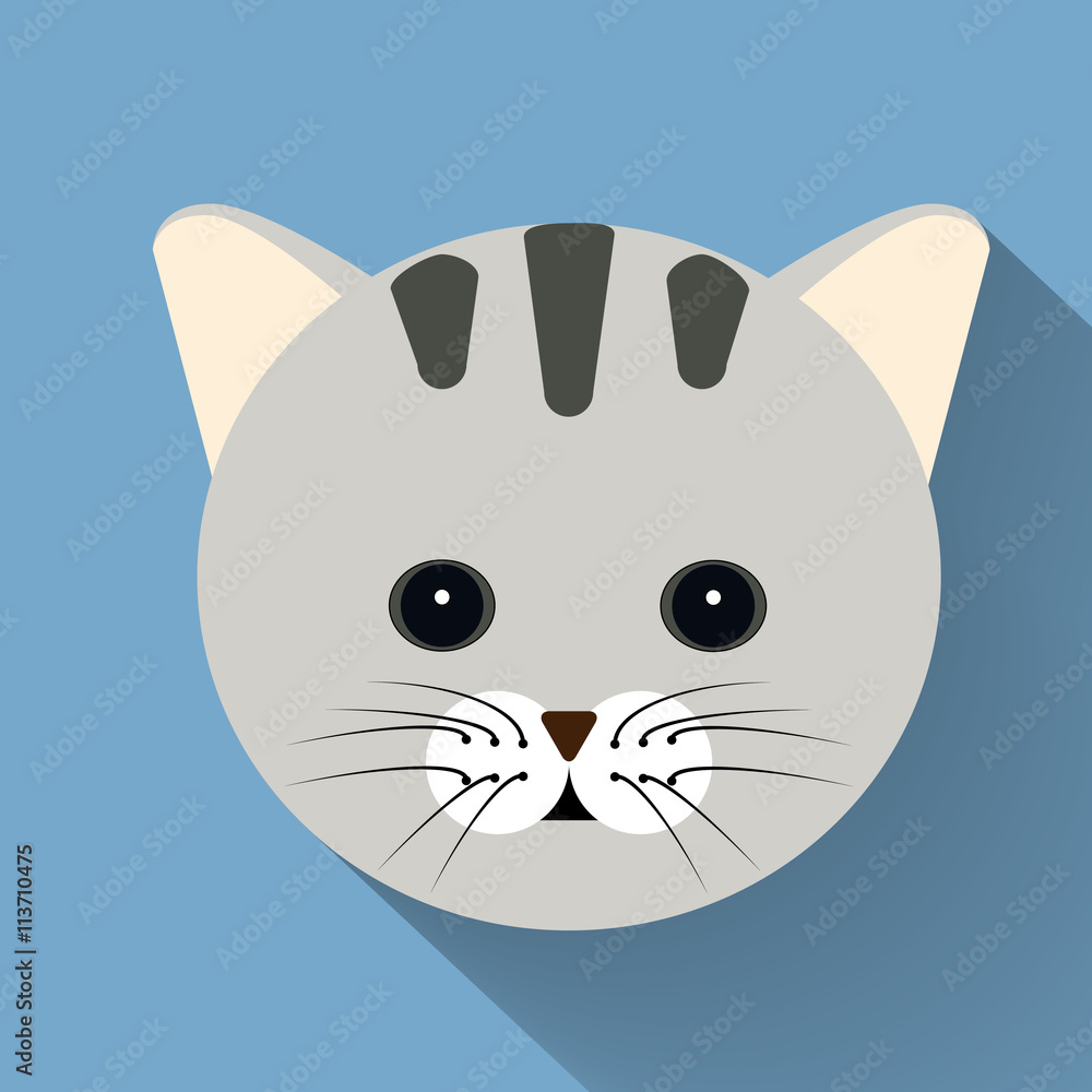 Pet cat flat icon with long shadow,eps10 Pet cat flat icon with long shadow,eps10