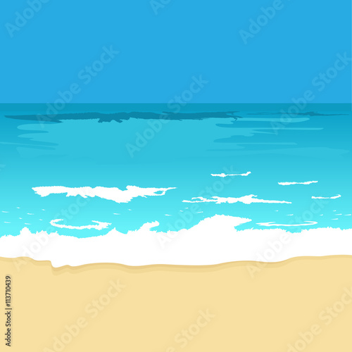 Illustration background with ocean and beach