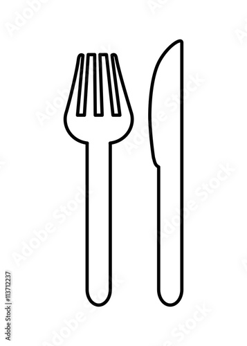 meni design. fork and knife icon. silhouette illustration. vecto photo