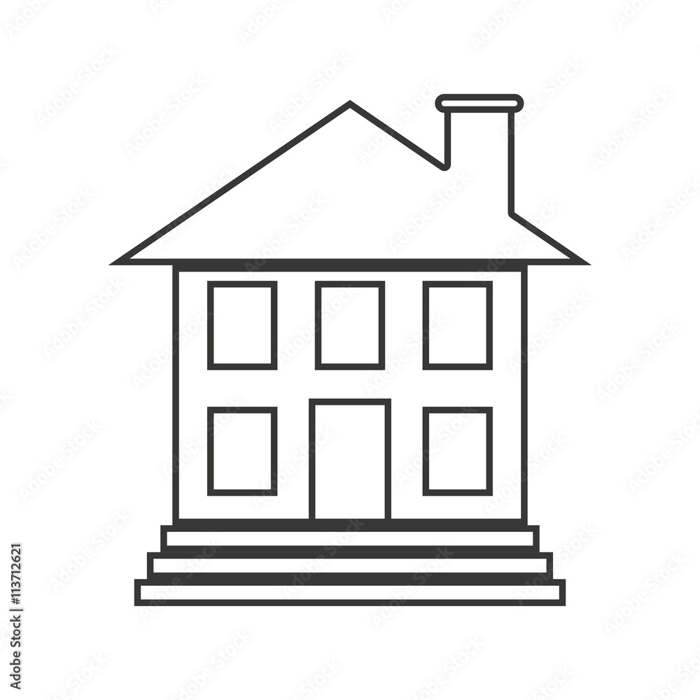 Family House. Home icon with door and windows, isolated graphic Family House. Home icon with door and windows, isolated graphic