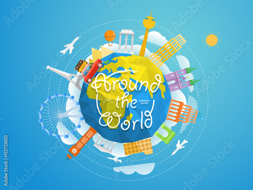 World famous signts abstract silhouettes collection. Travel conc