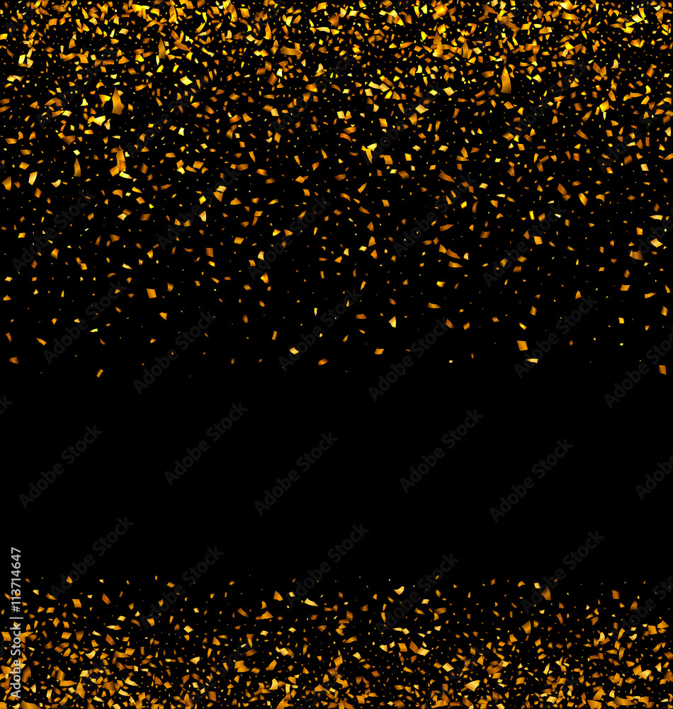Golden Glitter Texture on Black Background