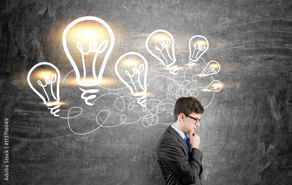 Idea concept with thoughtful man Idea concept with thoughtful man