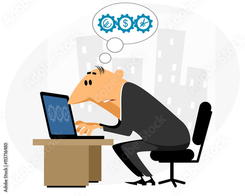 Businessman working at laptop