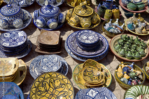 Obraz na płótnie Morocco. Safi - the potters' quarter. The typical coloured Safi pottery w salonie