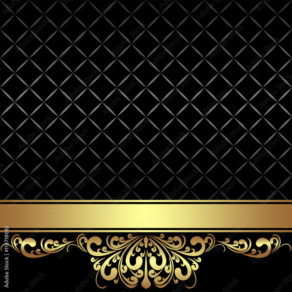 Elegant black Background with golden Ribbon and royal Border Stock Vector |  Adobe Stock