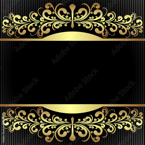 Elegant black Background with royal golden Borders. 