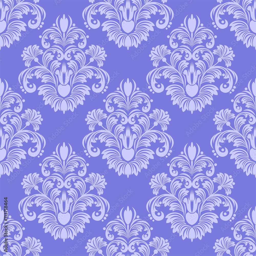 Llight blue seamless damask Wallpaper.