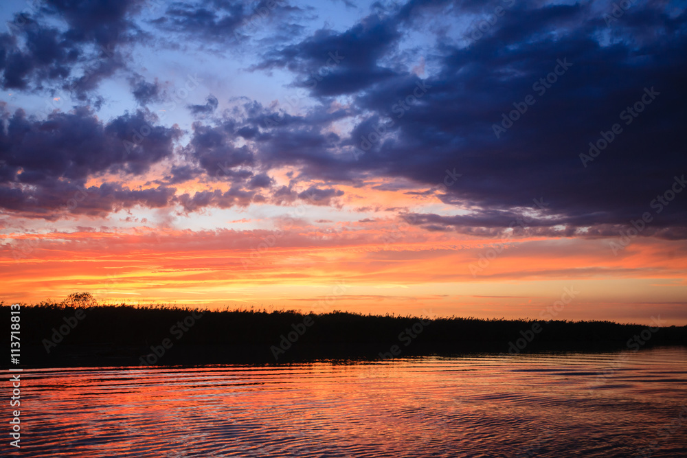 Sunset over water