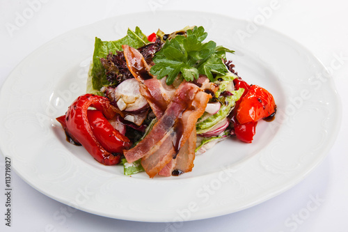 Salad with Bacon on plate