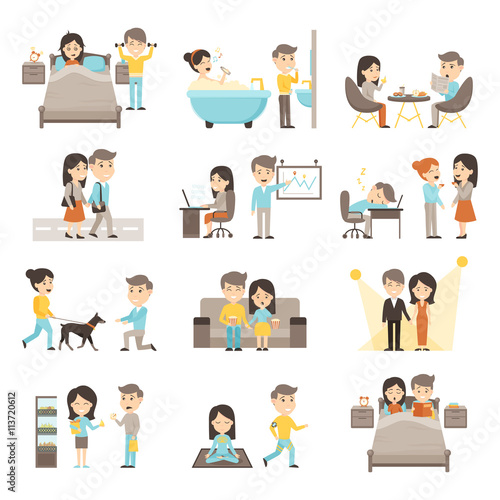 Daily Routine People Set